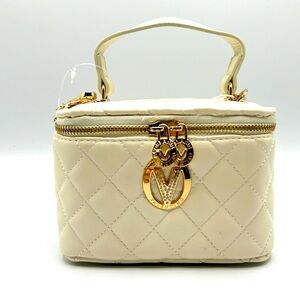Valentino Orlandi winter white trunk top handle crystal studded  crossbody